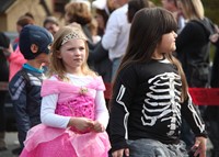 students dressed in halloween costumes