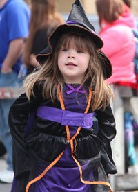 student wearing witch costume