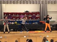 students hula hooping