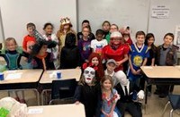 students dressed in halloween costumes