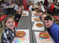 students at table