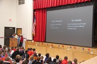 student speaking at chenango bridge veterans day assembly