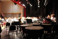 wide shot of band performing