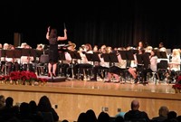 medium shot of sixth grade band performing