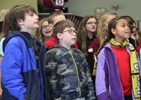 up close of students singing