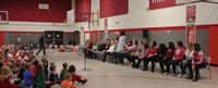 wide shot of teachers playing game