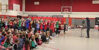 wide shot of students dancing