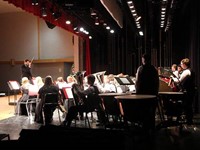students playing instruments from back stage