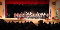 wide shot of students playing instruments