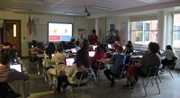 wide shot of students taking part in nutrition quiz