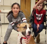 student and dog