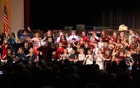 wide shot of students performing at winter concert