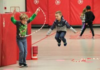 students participating in physical education heart unit 20