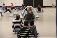 students participating in physical education heart unit 6