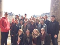 students outdoors in france