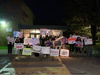 Chenango Valley students holding welcome signs