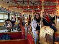 students on carousel