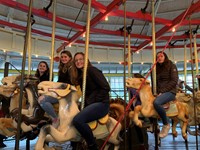 students on carousel