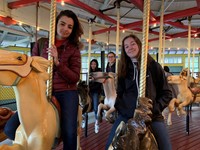 students on carousel