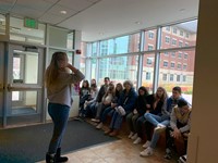 students inside binghamton university building