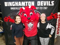 students at binghamton devils hockey game