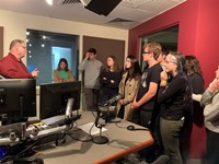 students touring studio