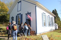 students entering chenango school house museum