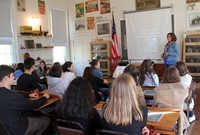 chenango school house presenter sharing information with students