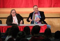 honorees speaking at middle school event