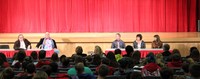 honorees speaking at middle school event