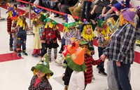 students at pre k halloween parade