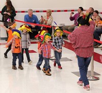 medium shot of pre k halloween parade