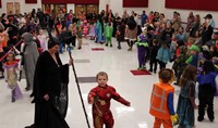 students and teachers in parade