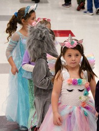 students in parade