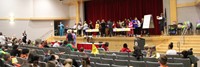 middle school students taking part in halloween activity