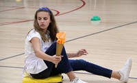 middle school student taking part in halloween activity