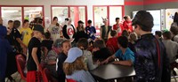 middle school students taking part in halloween activity