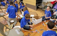 chenango bridge elementary students taking part in engineering day activities