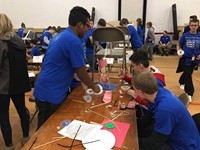 high school students taking part in engineering day event