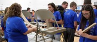 middle school students taking part in engineering day activity