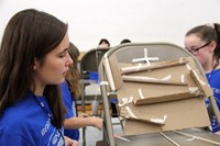 middle school students taking part in engineering day activity