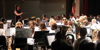 medium shot of sixth grade band students performing