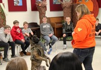 search and rescue dog doing trick