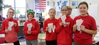 students holding carbon footprint projects