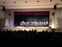 wide shot of students playing instruments