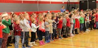 wide shot of students dancing