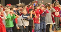 wide shot of students dancing