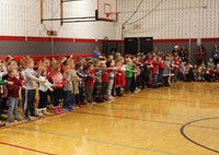 wide shot of students dancing