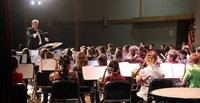 students performing in band
