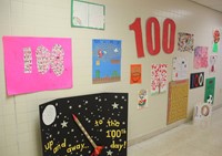 more 100 days of school projects in hallway